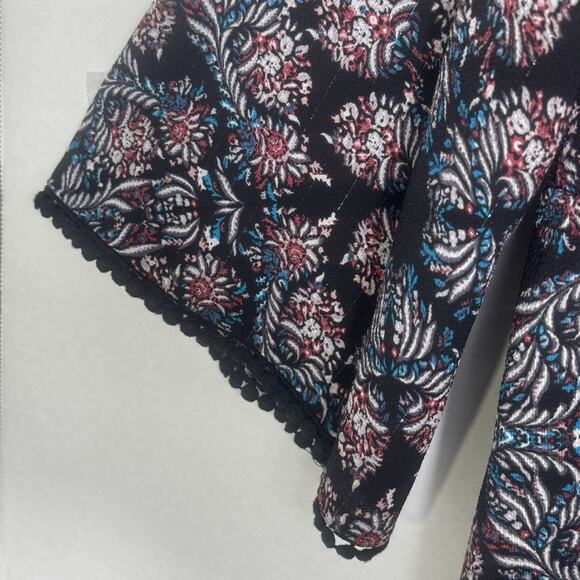 Lily Rose XL Dress Black Floral Print V-Neck Keyhole Back Metallic Accent Boho - Picture 5 of 9